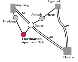 Anfahrt zum Apartment nach Harthausen
